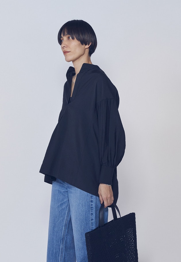 モダールナイロンシルクスキッパーブラウス 詳細画像 Black 1