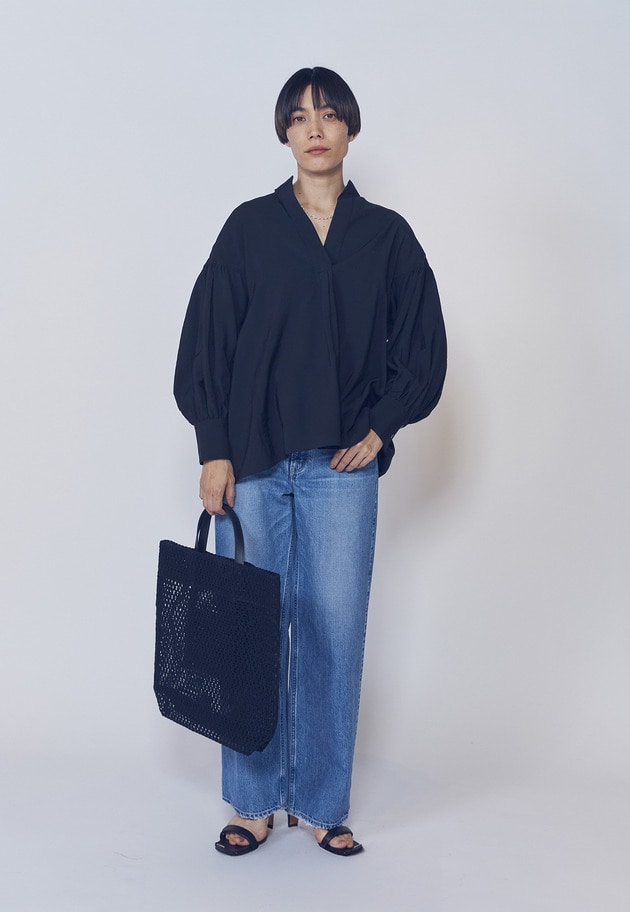 モダールナイロンシルクスキッパーブラウス 詳細画像 Black 3