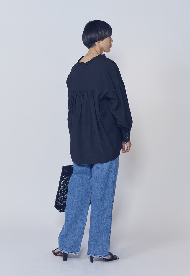 モダールナイロンシルクスキッパーブラウス 詳細画像 Black 4