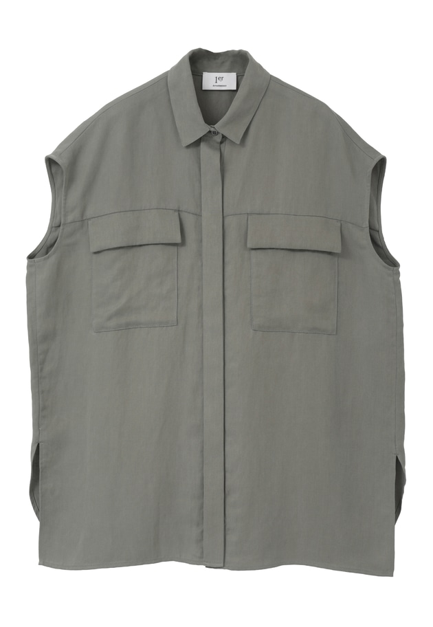 テンセルリネンノースリーブシャツ 詳細画像 Khaki 11