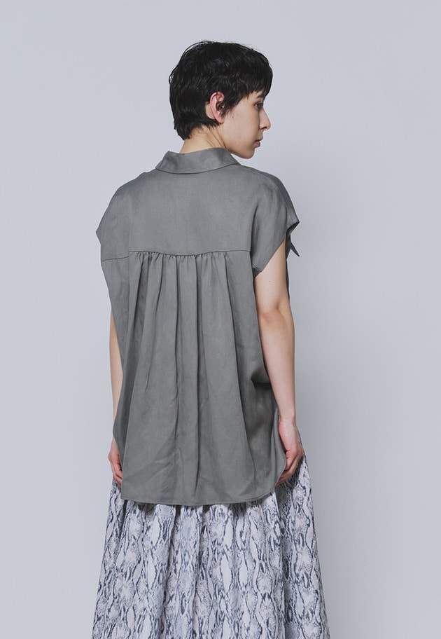 【予約】テンセルリネンノースリーブシャツ 詳細画像 Khaki 7