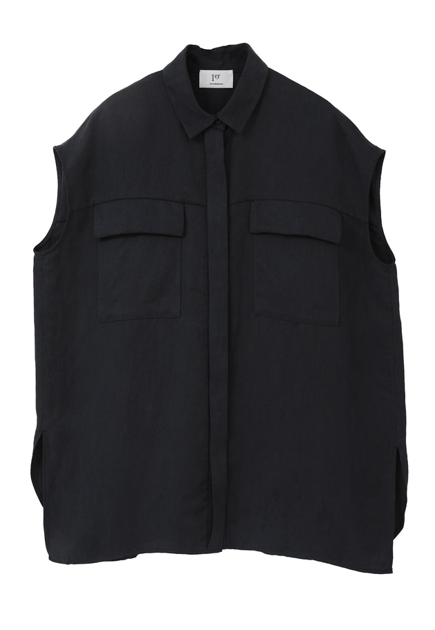 テンセルリネンノースリーブシャツ 詳細画像 Navy 11
