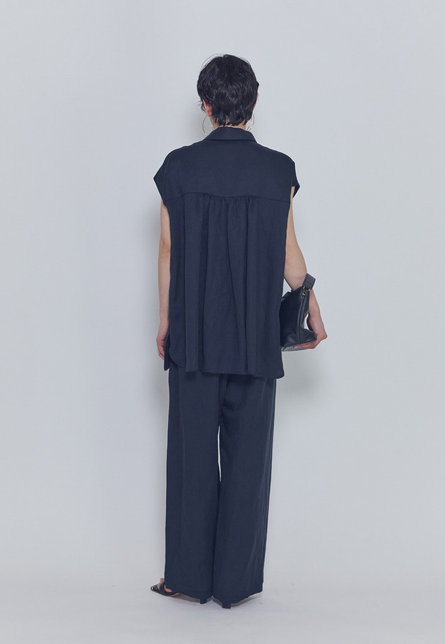 【予約】テンセルリネンノースリーブシャツ 詳細画像 Navy 5