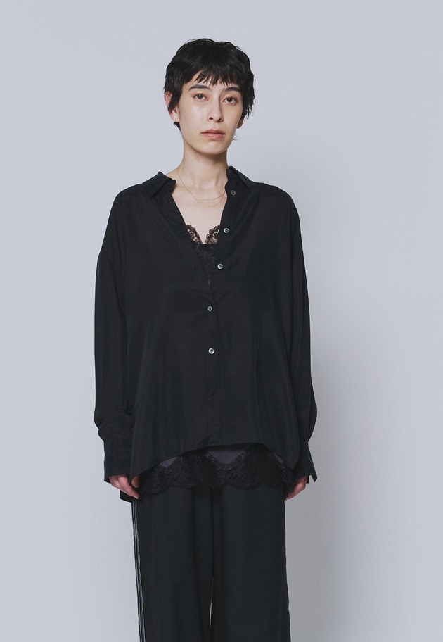 キュプラフィブリルレギュラーカラーシャツ 詳細画像 Black 1