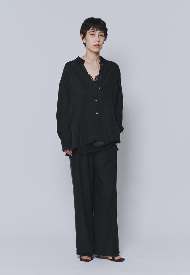 キュプラフィブリルレギュラーカラーシャツ 詳細画像 Black 3