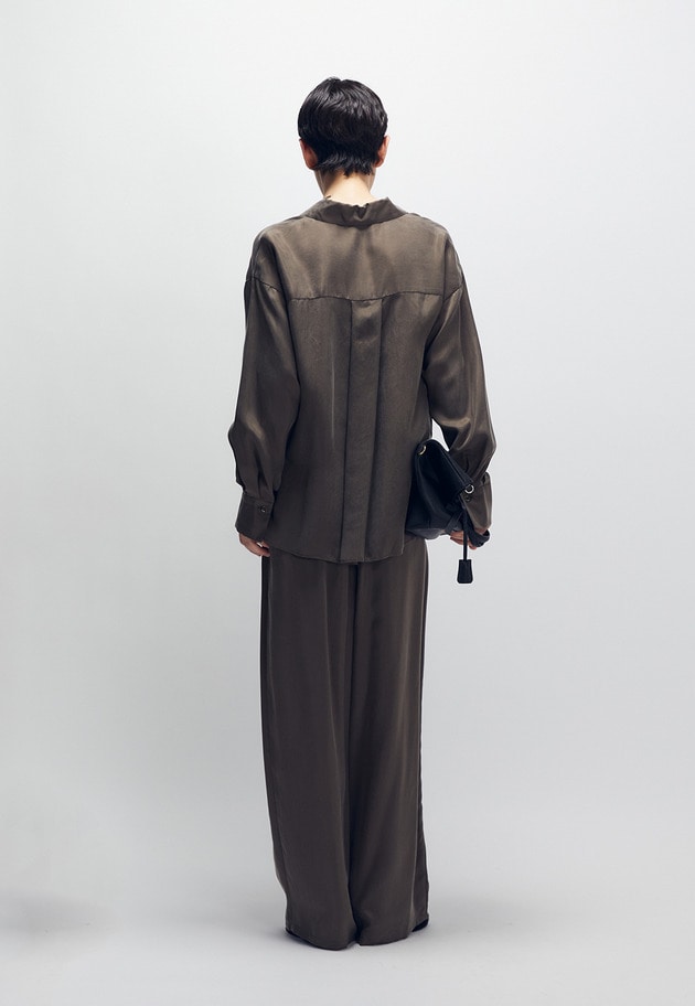 キュプラフィブリルレギュラーカラーシャツ 詳細画像 Brown 5