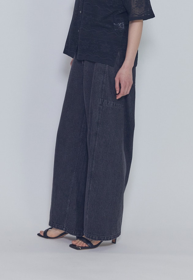 【予約】ブラックデニムカーブパンツ 詳細画像 Black 6