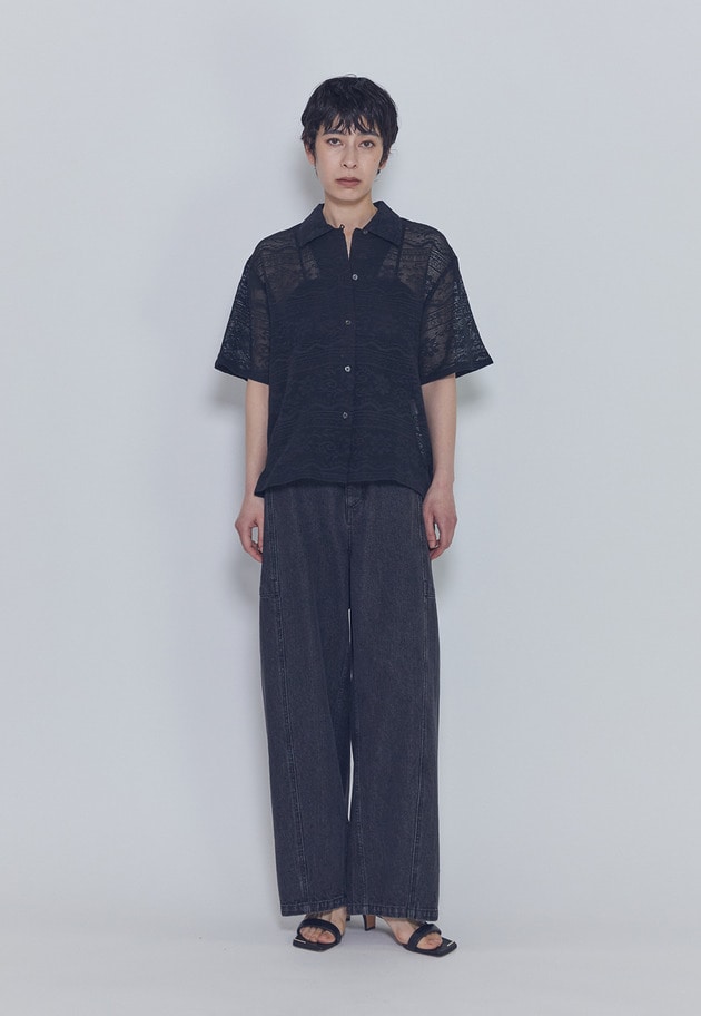 【予約】ブラックデニムカーブパンツ 詳細画像 Black 7