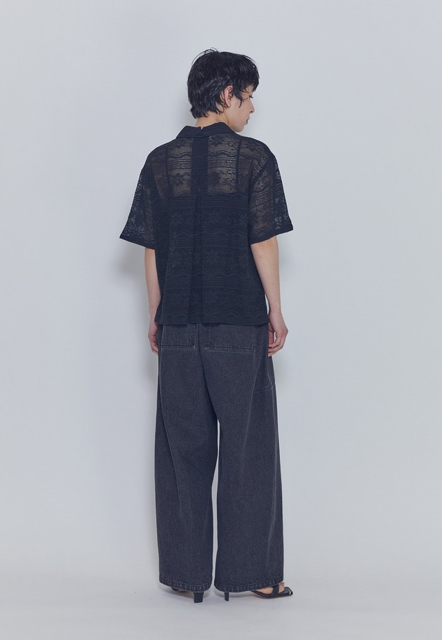 【予約】ブラックデニムカーブパンツ 詳細画像 Black 8