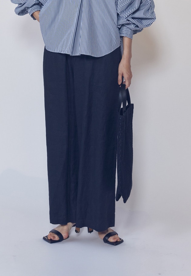 【予約】ウォッシュリネンイージーパンツ 詳細画像 Black 1