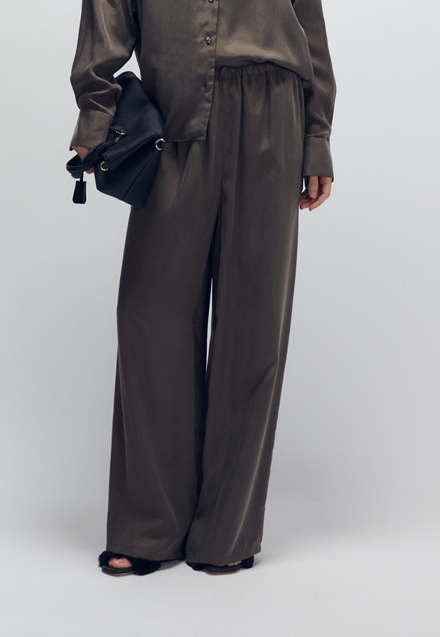 キュプラフィブリルイージーパンツ 詳細画像 Brown 1