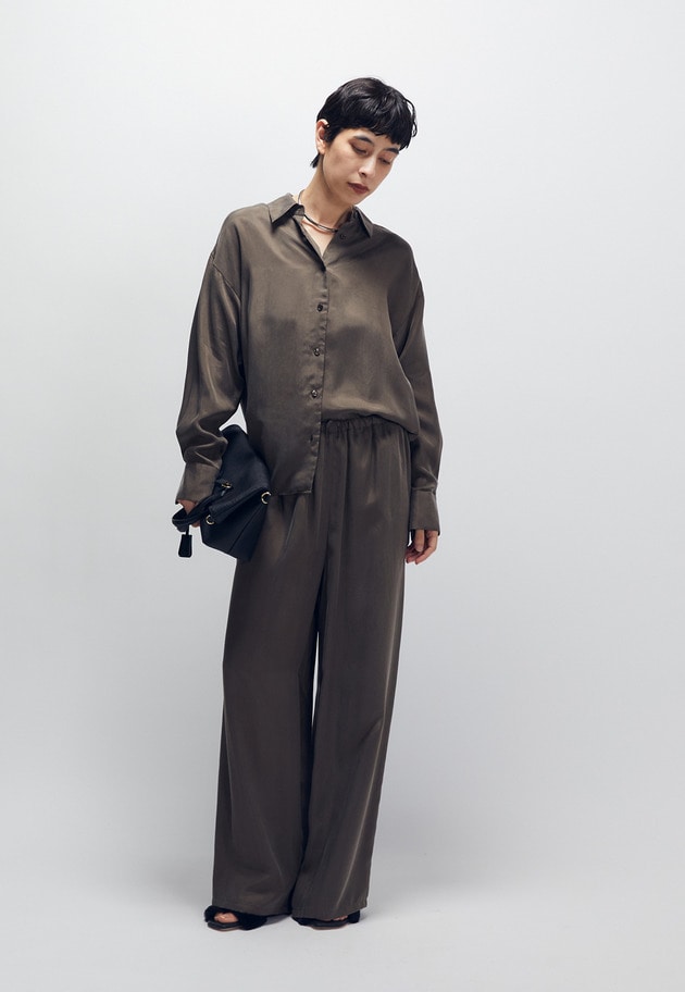 キュプラフィブリルイージーパンツ 詳細画像 Brown 3