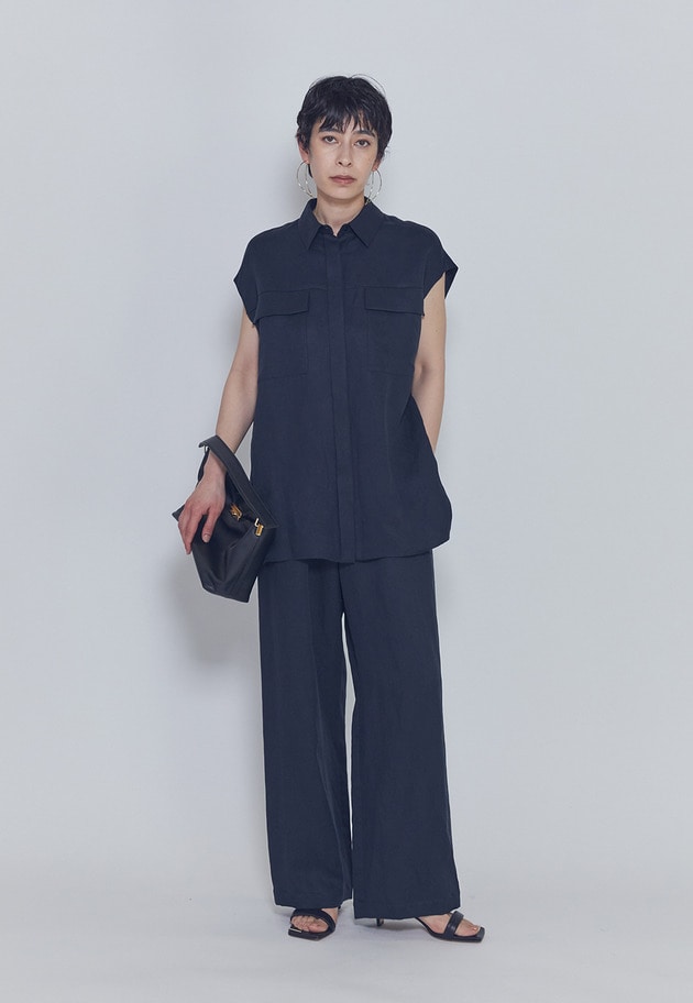 【予約・追加】テンセルリネンイージーパンツ 詳細画像 Navy 2