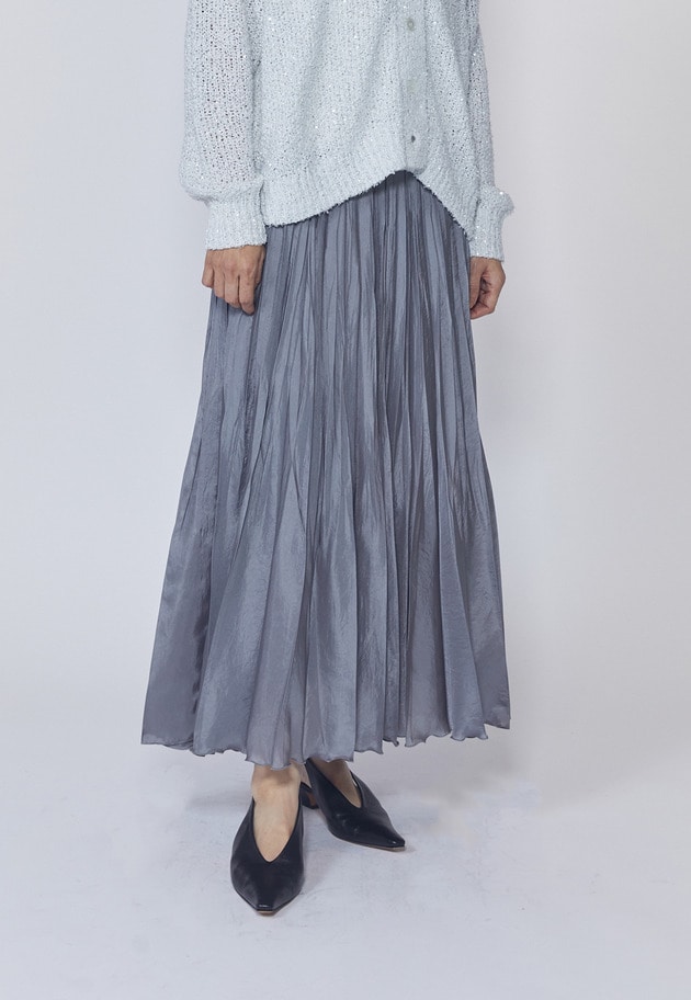 【予約】ワッシャーサテンランダムプリーツスカート 詳細画像 Gray 5