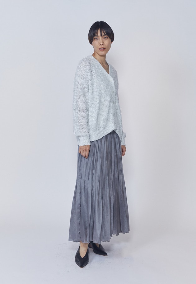 【予約】ワッシャーサテンランダムプリーツスカート 詳細画像 Gray 6