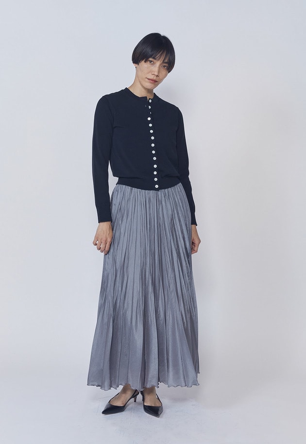 ワッシャーサテンランダムプリーツスカート 詳細画像 Gray 8