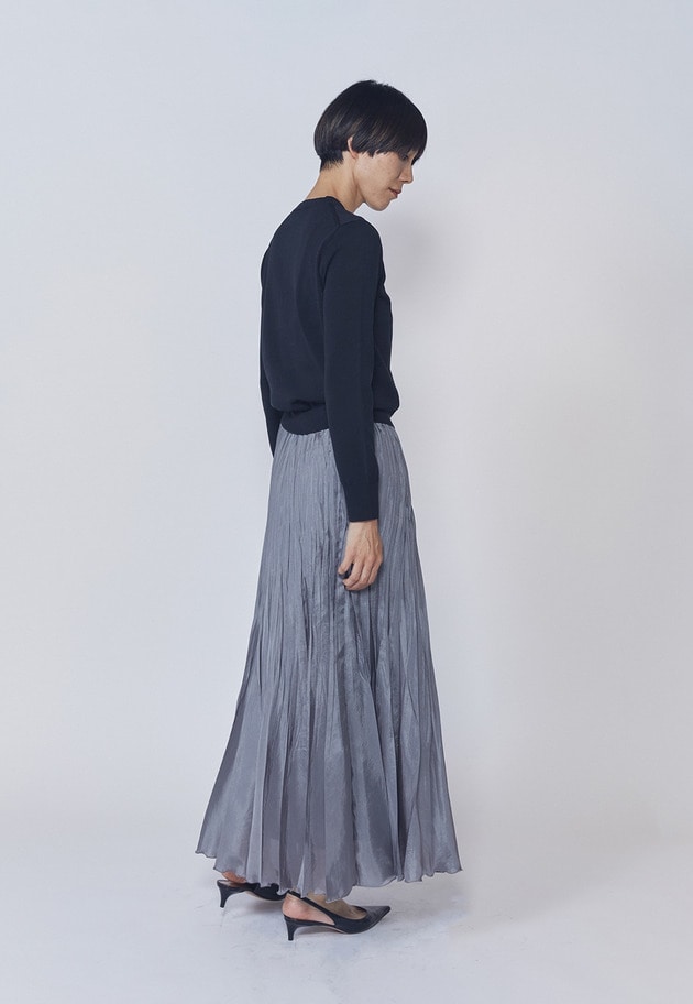 ワッシャーサテンランダムプリーツスカート 詳細画像 Gray 9