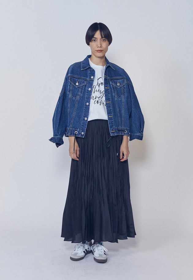 【予約】ワッシャーサテンランダムプリーツスカート 詳細画像 Black 3