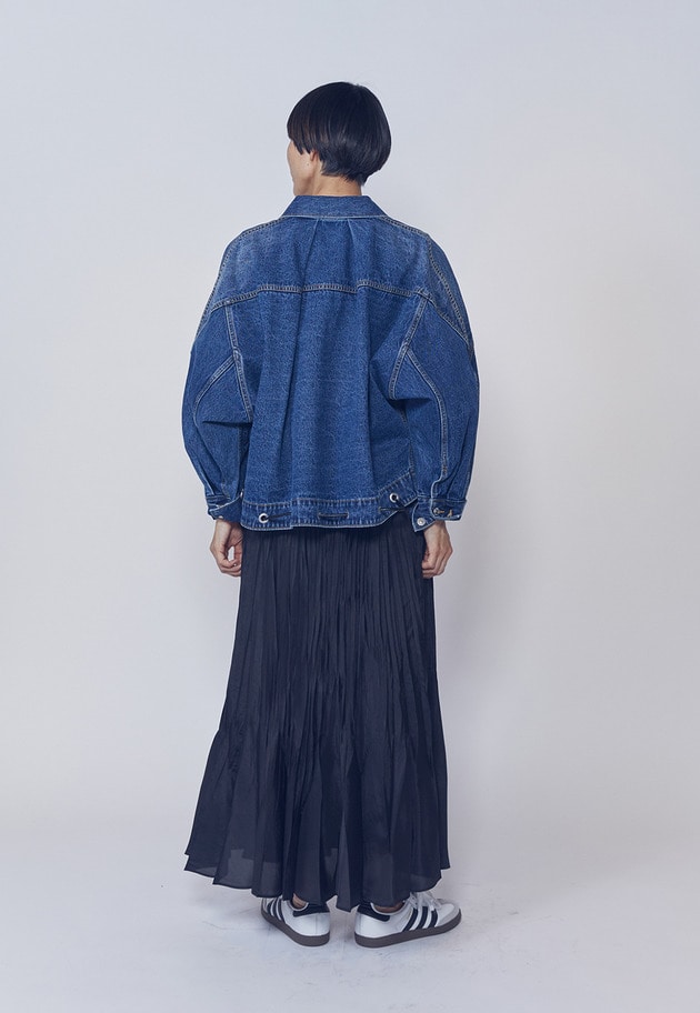 【予約】ワッシャーサテンランダムプリーツスカート 詳細画像 Black 4