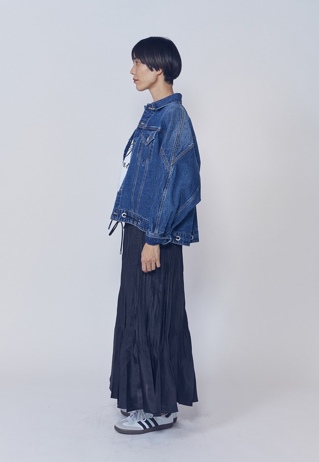 【予約】ワッシャーサテンランダムプリーツスカート 詳細画像 Black 5