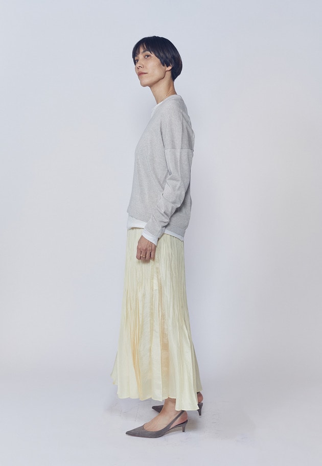 【予約】ワッシャーサテンランダムプリーツスカート 詳細画像 Yellow 4