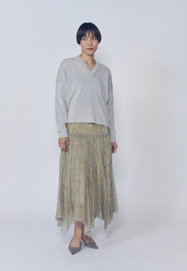 ハミングバードプリントプリーツスカート 詳細画像 Yellow 3