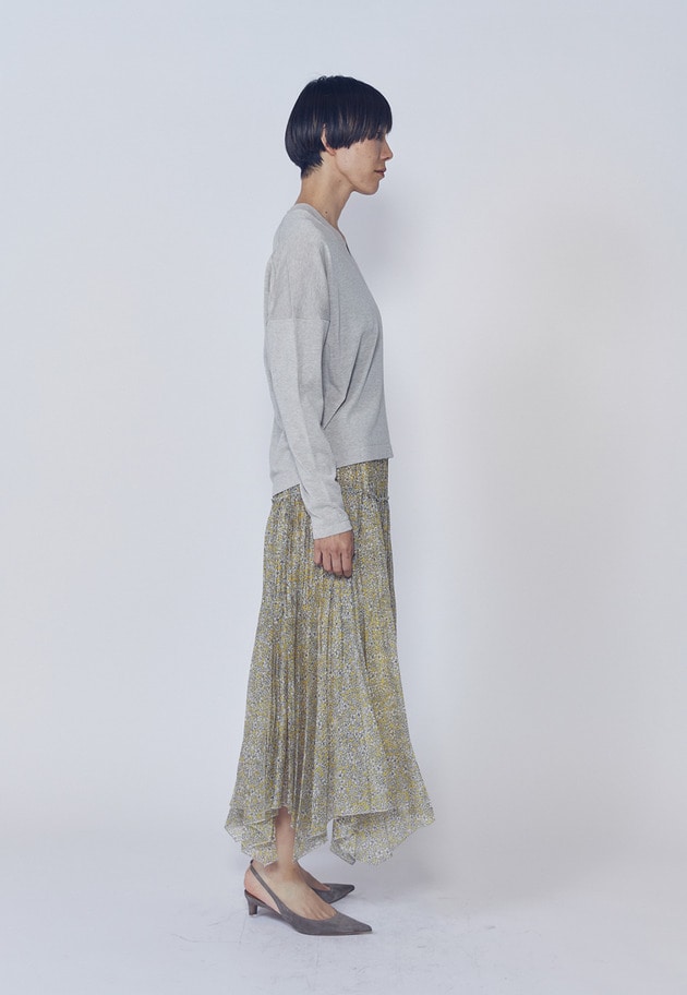 ハミングバードプリントプリーツスカート 詳細画像 Yellow 4