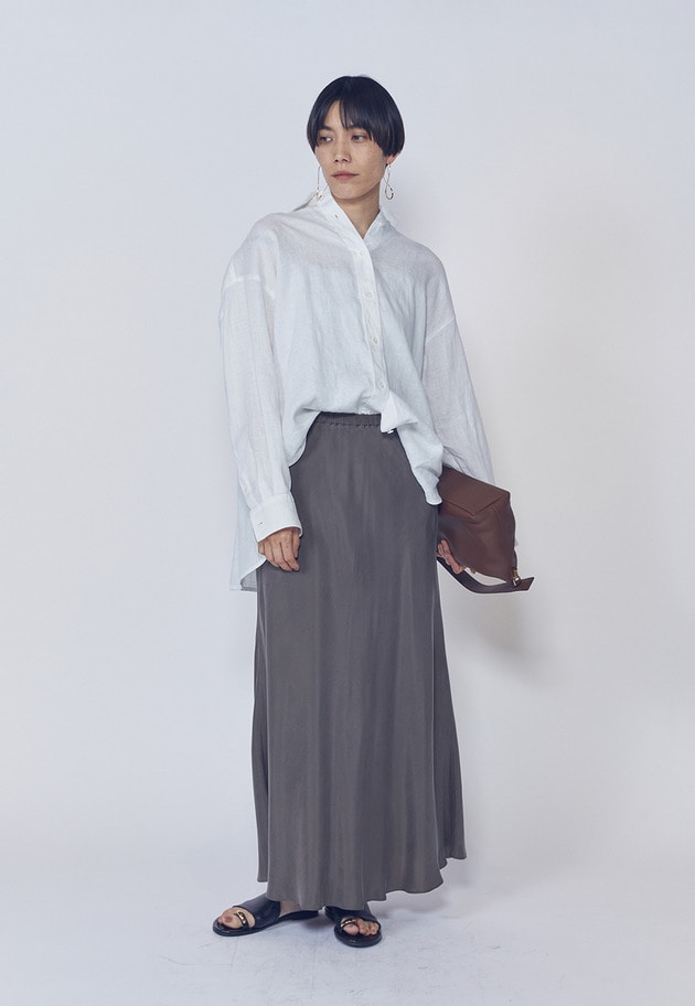 【新色】キュプラフィブリルマーメイドスカート 詳細画像 Khaki 3