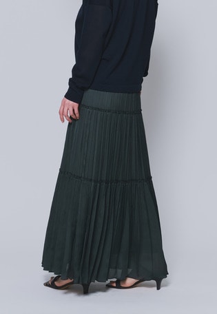 楊柳サテンティアードプリーツスカート