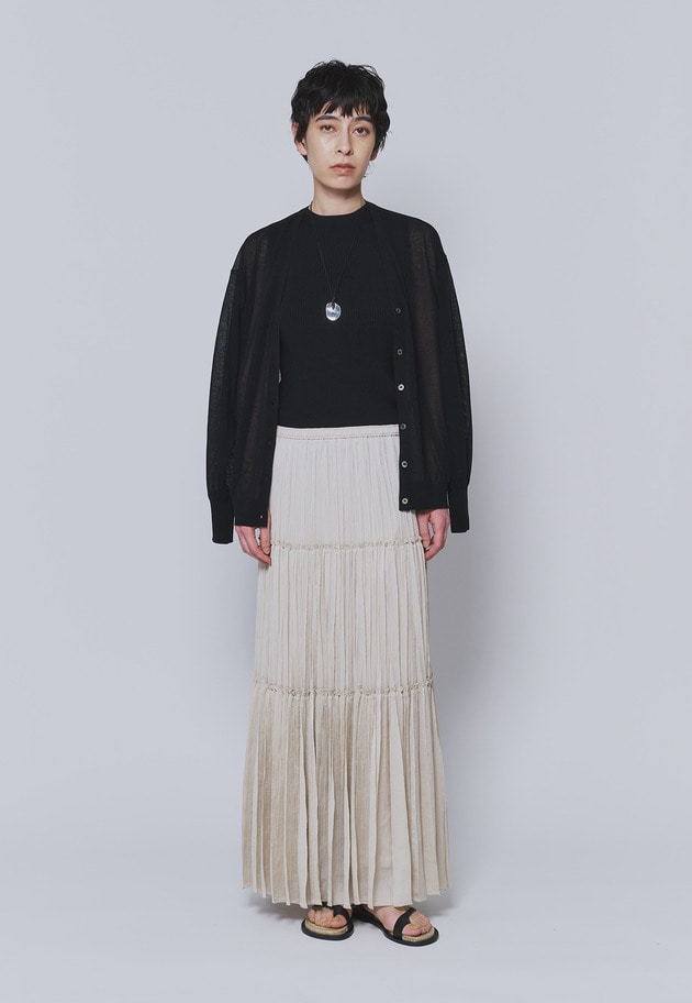 楊柳サテンティアードプリーツスカート 詳細画像 Beige 3