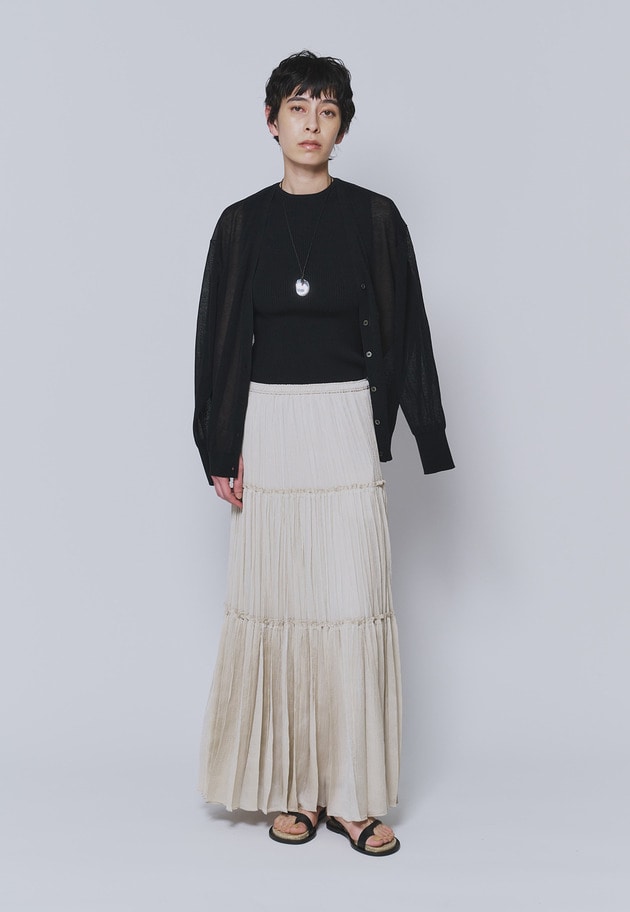 楊柳サテンティアードプリーツスカート 詳細画像 Beige 4