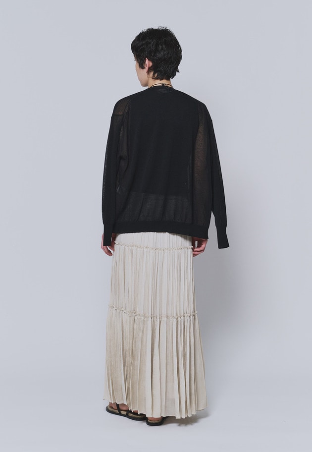 楊柳サテンティアードプリーツスカート 詳細画像 Beige 6