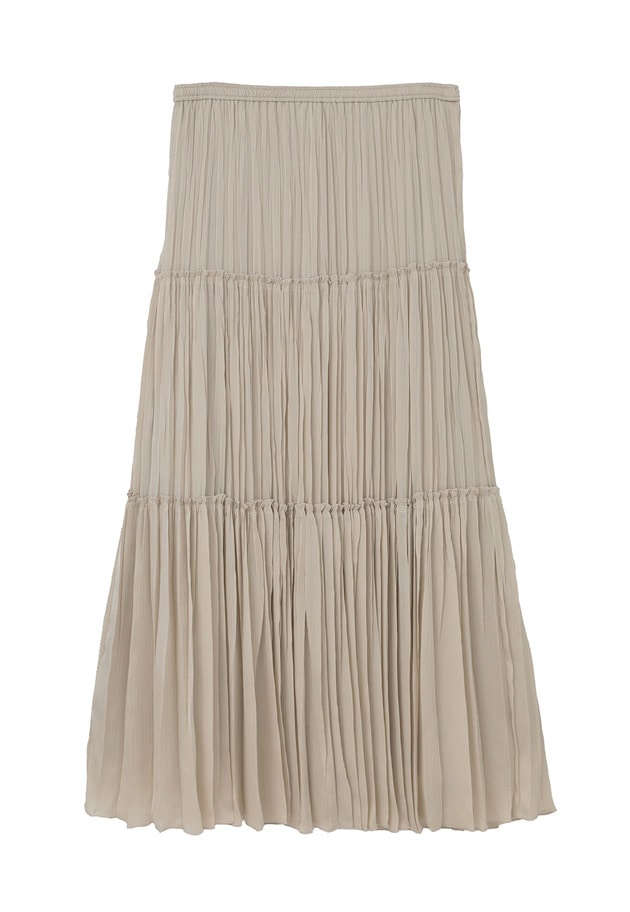 楊柳サテンティアードプリーツスカート 詳細画像 Beige 9