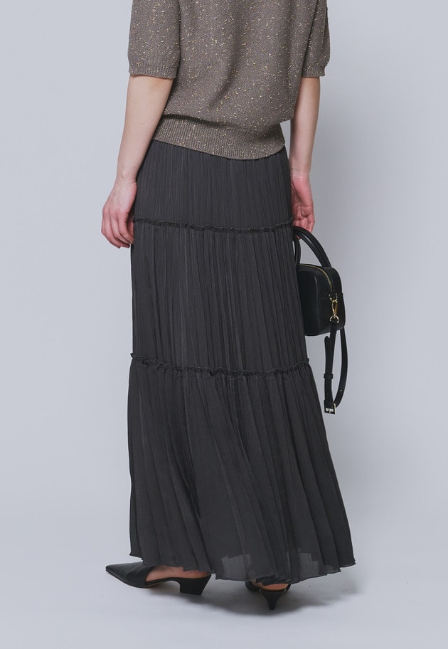 楊柳サテンティアードプリーツスカート 詳細画像 Charcoal 2