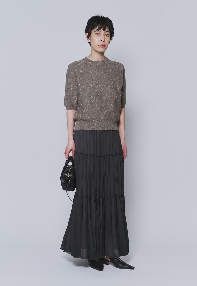 楊柳サテンティアードプリーツスカート 詳細画像 Charcoal 3