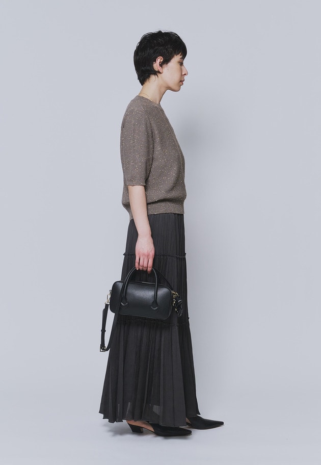 楊柳サテンティアードプリーツスカート 詳細画像 Charcoal 4