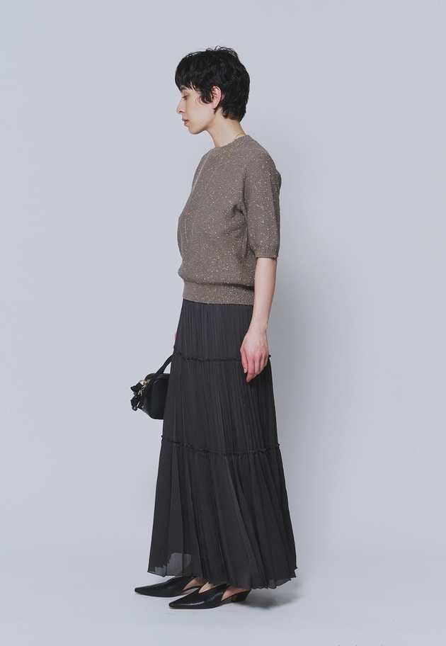 楊柳サテンティアードプリーツスカート 詳細画像 Charcoal 6