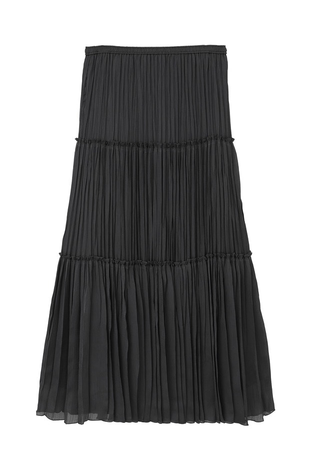 楊柳サテンティアードプリーツスカート 詳細画像 Charcoal 8