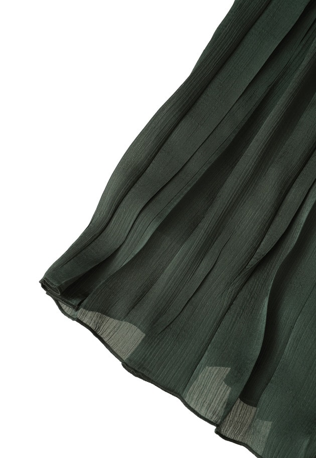 楊柳サテンティアードプリーツスカート 詳細画像 Green 10