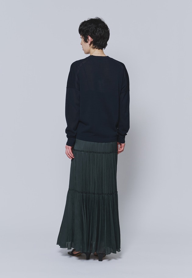楊柳サテンティアードプリーツスカート 詳細画像 Green 6