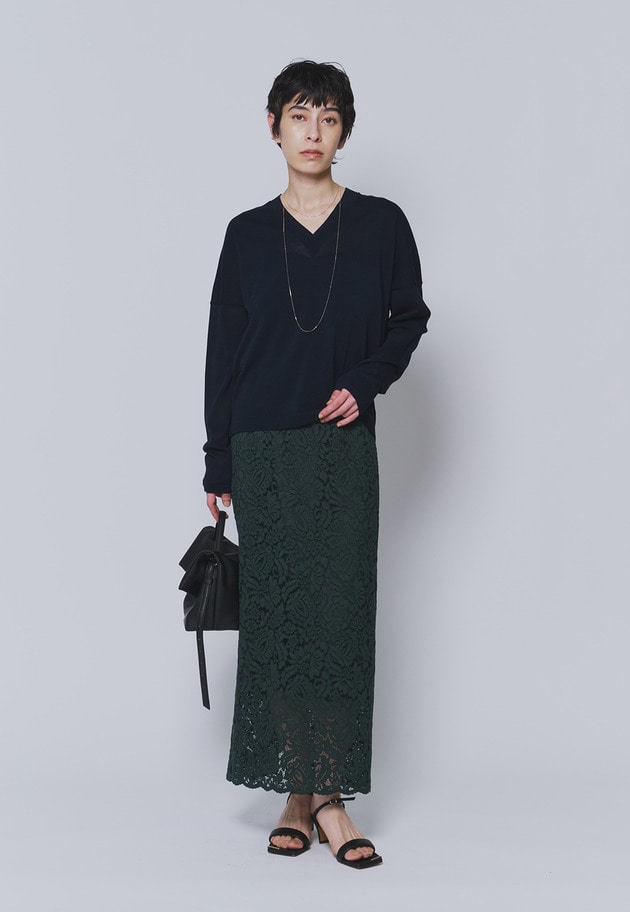 【予約】フラワーレースタイトスカート 詳細画像 Green 2