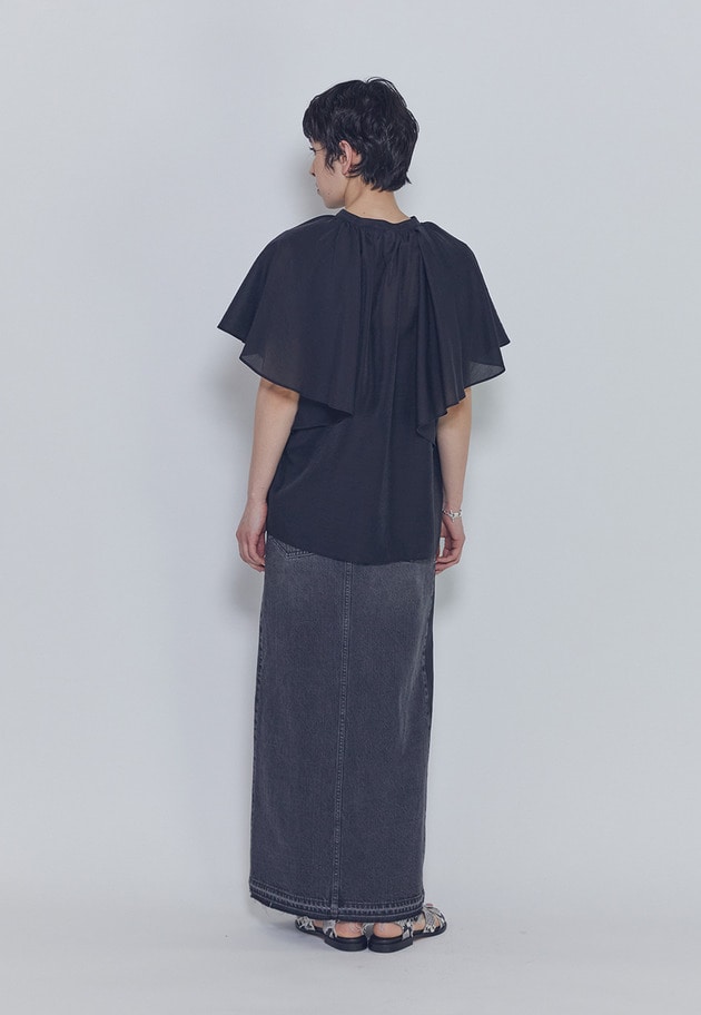 【予約】ブラックデニムスカート 詳細画像 Black 3