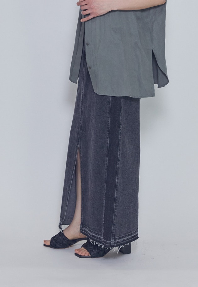 【予約】ブラックデニムスカート 詳細画像 Black 4