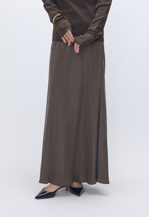 キュプラフィブリル マーメイドスカート 詳細画像 Brown 1