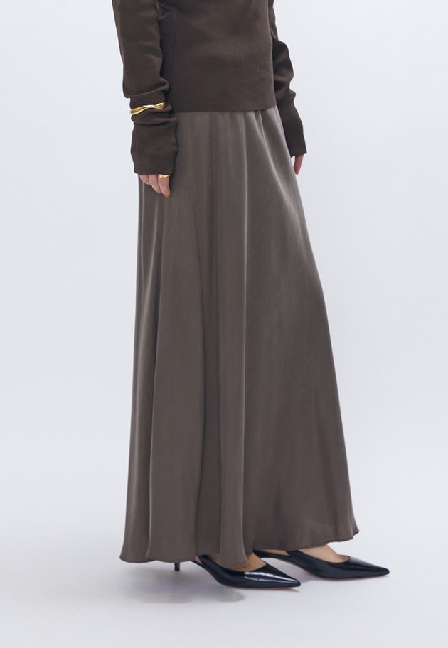 キュプラフィブリル マーメイドスカート 詳細画像 Brown 2