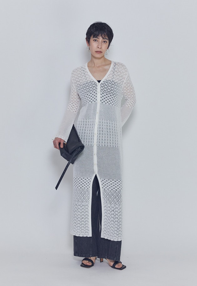 【予約】クロシェロングニットカーディガン 詳細画像 Offwhite 2