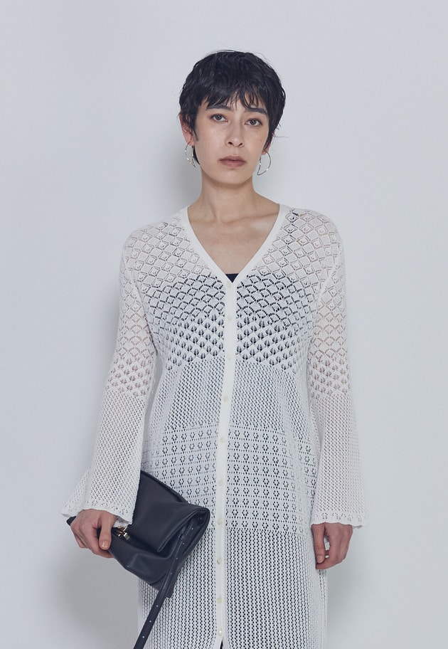 【予約】クロシェロングニットカーディガン 詳細画像 Offwhite 6