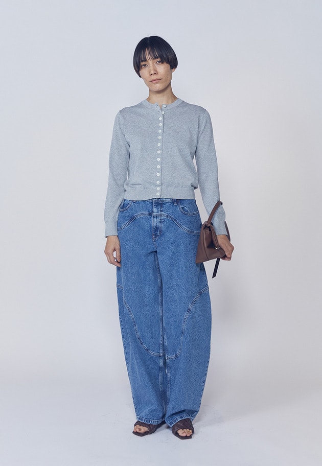 コンパクトボタンカーディガン 詳細画像 Gray 2