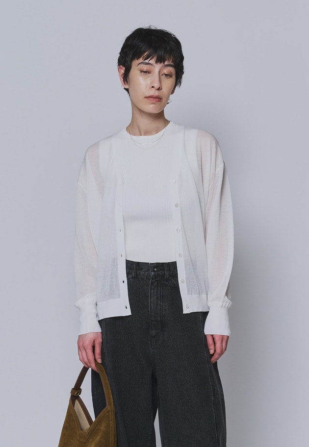 コットンナイロンシアーカーディガン 詳細画像 Offwhite 1