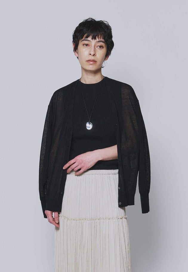 コットンナイロンシアーカーディガン 詳細画像 Black 1